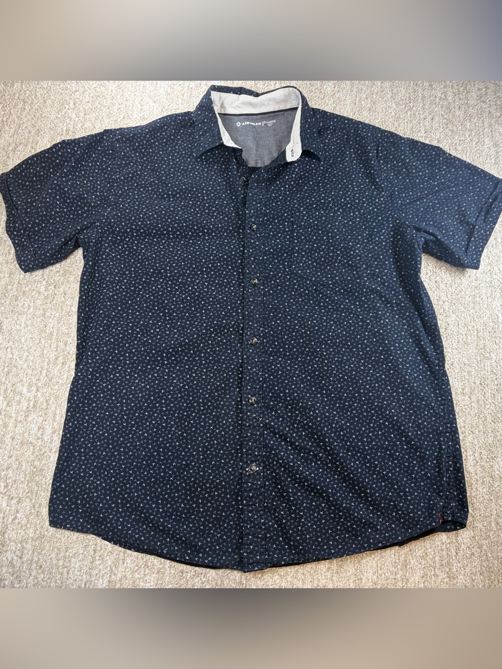 Airwalk Men's Navy Blue Printed Button-Down Shirt